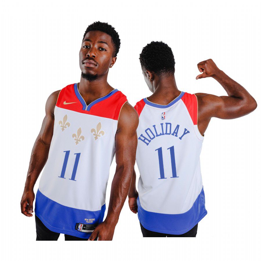 Men New Orleans Pelicans #11 jrue holiday white city edition fleur de lis 2020 nba jersey->customized nba jersey->Custom Jersey